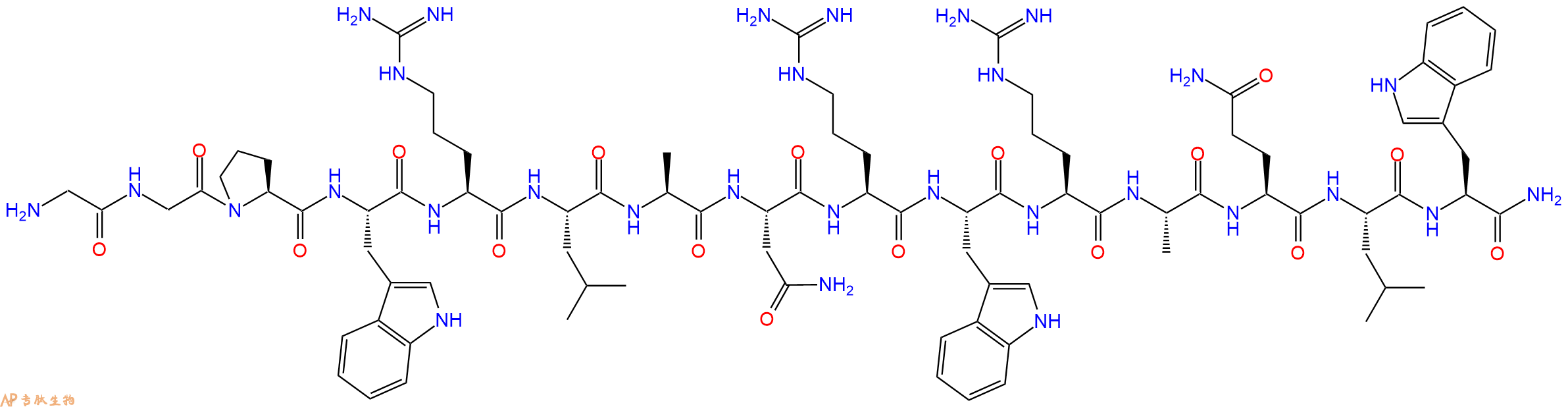 专肽生物产品H2N-Gly-Gly-Pro-Trp-Arg-Leu-Ala-Asn-Arg-Trp-Arg-Ala-Gln-Leu-Trp-CONH2