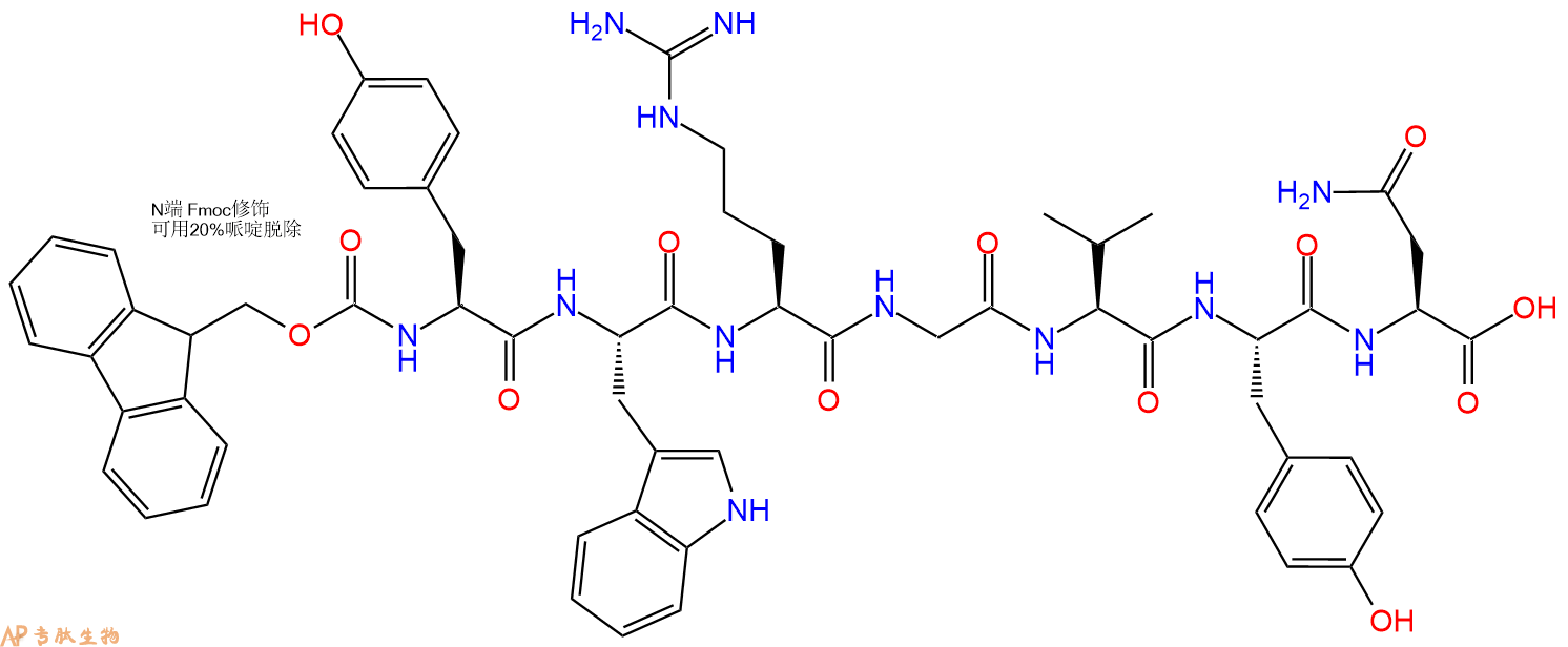 专肽生物产品Fmoc-Tyr-Trp-Arg-Gly-Val-Tyr-Asn-OH
