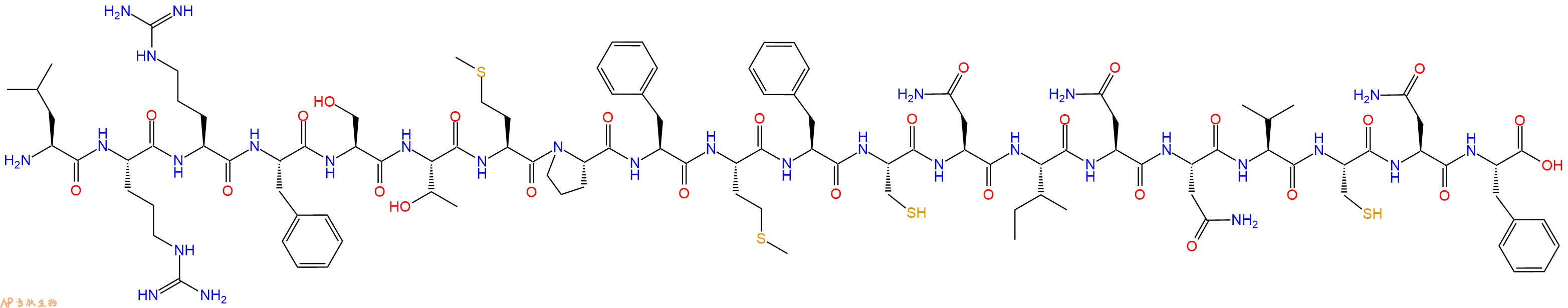 专肽生物产品H2N-Leu-Arg-Arg-Phe-Ser-Thr-Met-Pro-Phe-Met-Phe-Cys-Asn-Ile-Asn-Asn-Val-Cys-Asn-Phe-OH
