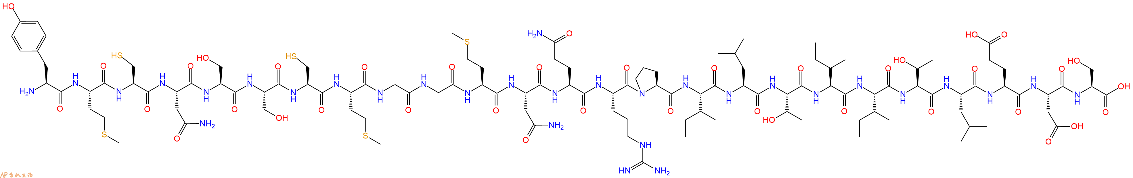 专肽生物产品H2N-Tyr-Met-Cys-Asn-Ser-Ser-Cys-Met-Gly-Gly-Met-Asn-Gln-Arg-Pro-Ile-Leu-Thr-Ile-Ile-Thr-Leu-Glu-Asp-Ser-OH