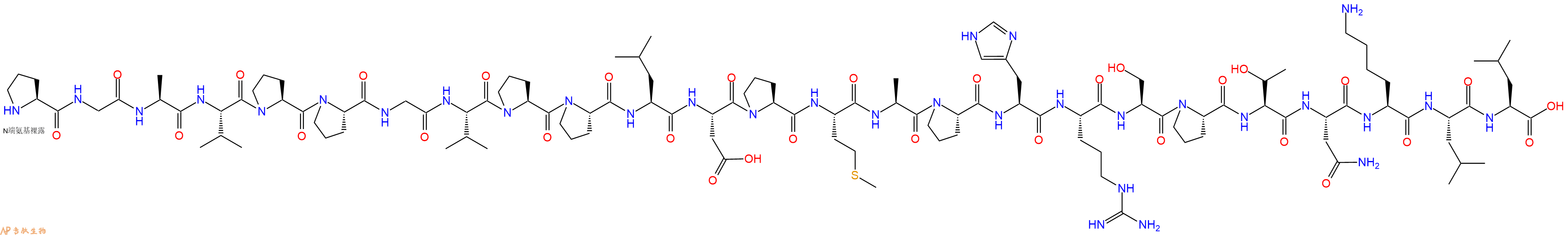专肽生物产品H2N-Pro-Gly-Ala-Val-Pro-Pro-Gly-Val-Pro-Pro-Leu-Asp-Pro-Met-Ala-Pro-His-Arg-Ser-Pro-Thr-Asn-Lys-Leu-Leu-OH