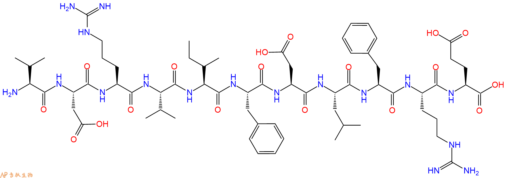 专肽生物产品H2N-Val-Asp-Arg-Val-Ile-Phe-Asp-Leu-Phe-Arg-Glu-OH