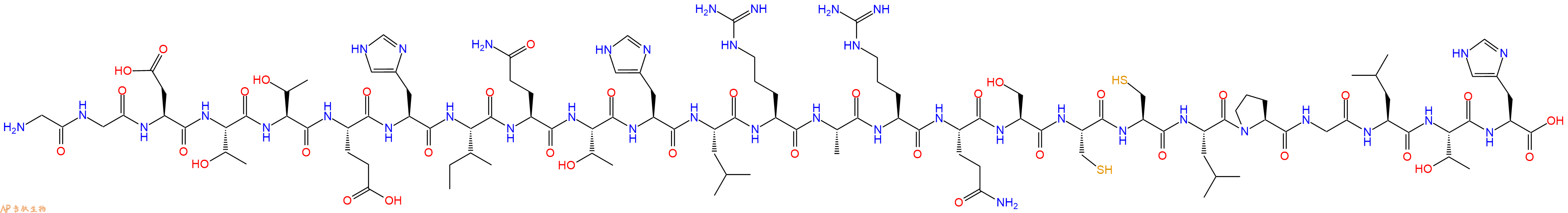 专肽生物产品H2N-Gly-Gly-Asp-Thr-Thr-Glu-His-Ile-Gln-Thr-His-Leu-Arg-Ala-Arg-Gln-Ser-Cys-Cys-Leu-Pro-Gly-Leu-Thr-His-OH