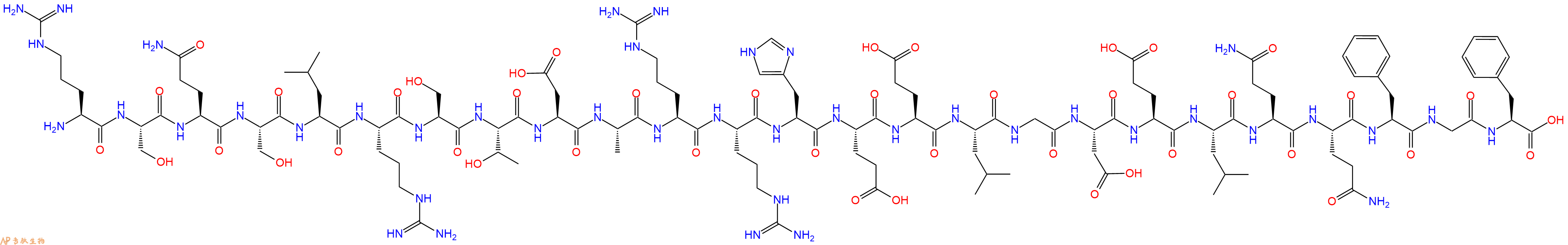 专肽生物产品H2N-Arg-Ser-Gln-Ser-Leu-Arg-Ser-Thr-Asp-Ala-Arg-Arg-His-Glu-Glu-Leu-Gly-Asp-Glu-Leu-Gln-Gln-Phe-Gly-Phe-OH