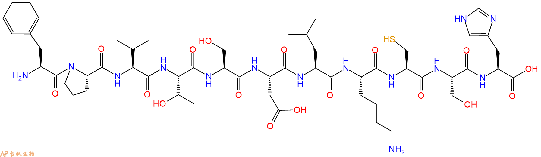 专肽生物产品H2N-Phe-Pro-Val-Thr-Ser-Asp-Leu-Lys-Cys-Ser-His-OH