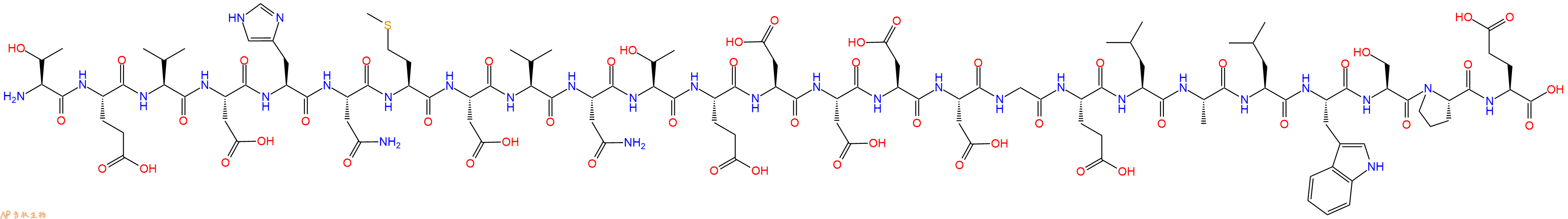 专肽生物产品H2N-Thr-Glu-Val-Asp-His-Asn-Met-Asp-Val-Asn-Thr-Glu-Asp-Asp-Asp-Asp-Gly-Glu-Leu-Ala-Leu-Trp-Ser-Pro-Glu-OH