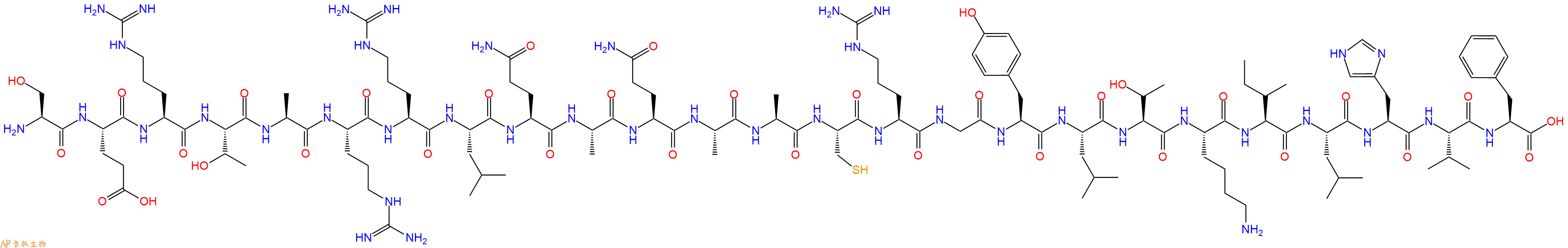专肽生物产品H2N-Ser-Glu-Arg-Thr-Ala-Arg-Arg-Leu-Gln-Ala-Gln-Ala-Ala-Cys-Arg-Gly-Tyr-Leu-Thr-Lys-Ile-Leu-His-Val-Phe-OH