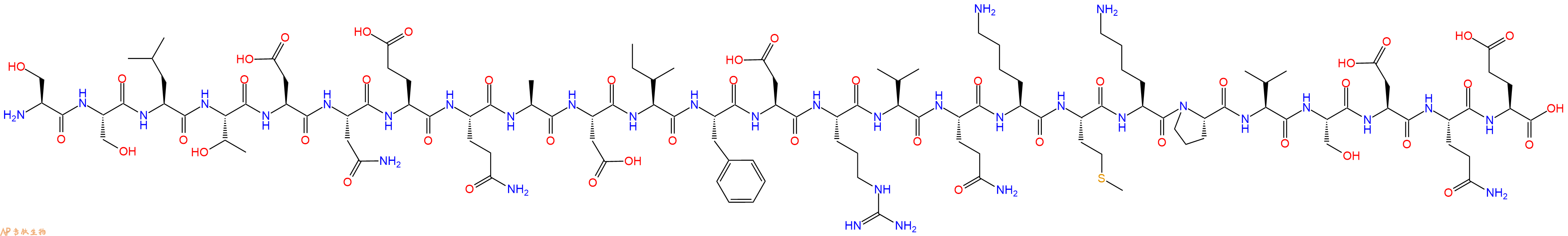 专肽生物产品H2N-Ser-Ser-Leu-Thr-Asp-Asn-Glu-Gln-Ala-Asp-Ile-Phe-Asp-Arg-Val-Gln-Lys-Met-Lys-Pro-Val-Ser-Asp-Gln-Glu-OH