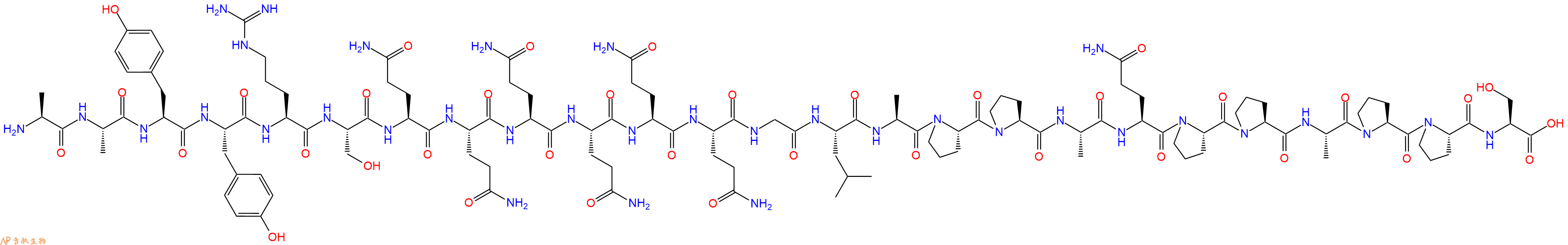 专肽生物产品H2N-Ala-Ala-Tyr-Tyr-Arg-Ser-Gln-Gln-Gln-Gln-Gln-Gln-Gly-Leu-Ala-Pro-Pro-Ala-Gln-Pro-Pro-Ala-Pro-Pro-Ser-OH