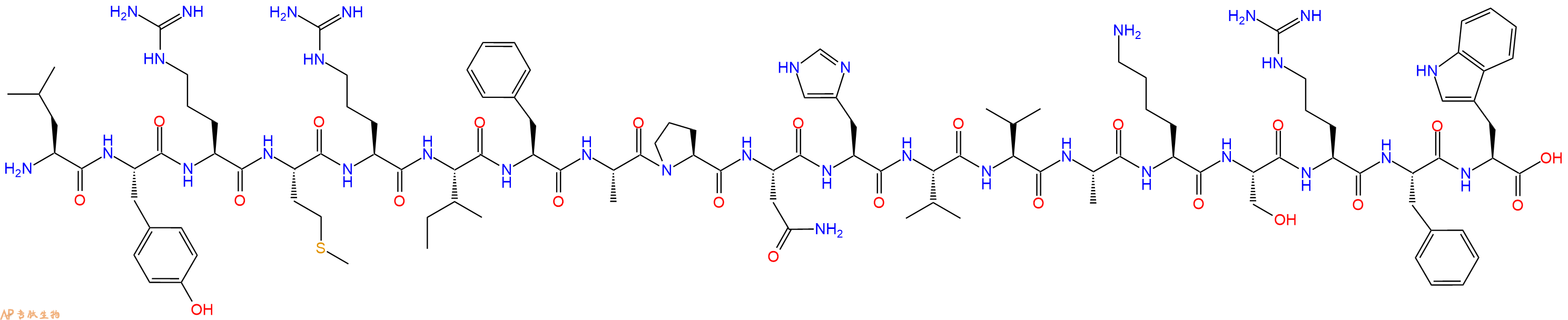 专肽生物产品H2N-Leu-Tyr-Arg-Met-Arg-Ile-Phe-Ala-Pro-Asn-His-Val-Val-Ala-Lys-Ser-Arg-Phe-Trp-OH
