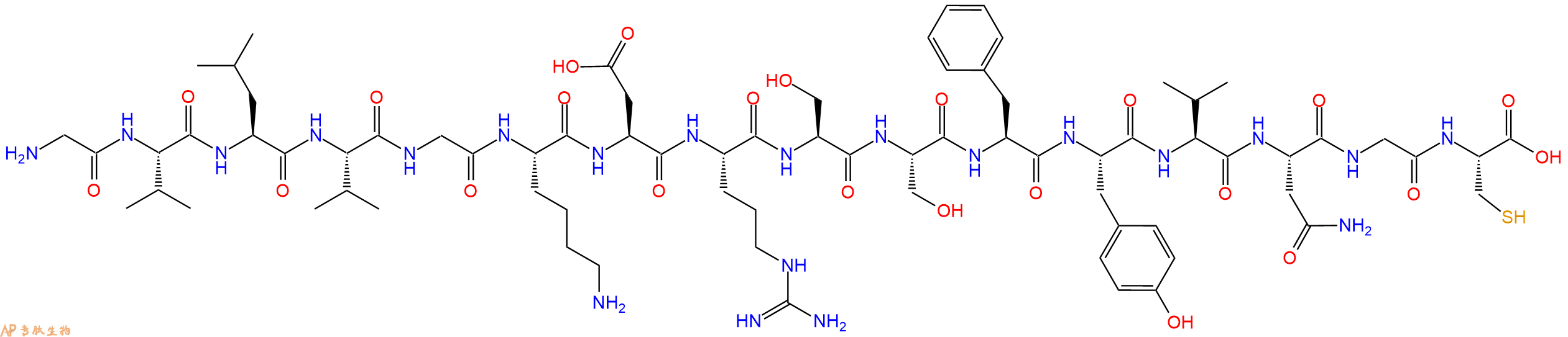 专肽生物产品H2N-Gly-Val-Leu-Val-Gly-Lys-Asp-Arg-Ser-Ser-Phe-Tyr-Val-Asn-Gly-Cys-OH
