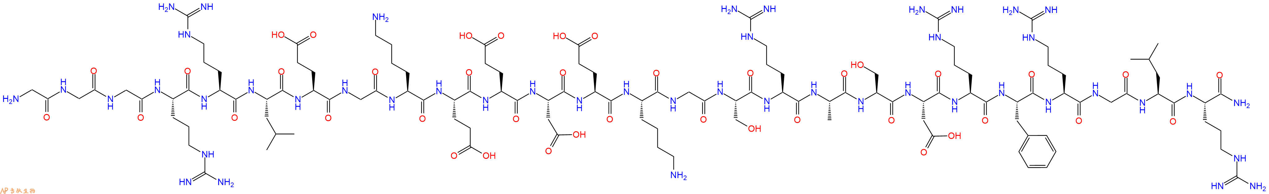 专肽生物产品H2N-Gly-Gly-Gly-Arg-Arg-Leu-Glu-Gly-Lys-Glu-Glu-Asp-Glu-Lys-Gly-Ser-Arg-Ala-Ser-Asp-Arg-Phe-Arg-Gly-Leu-Arg-CONH2