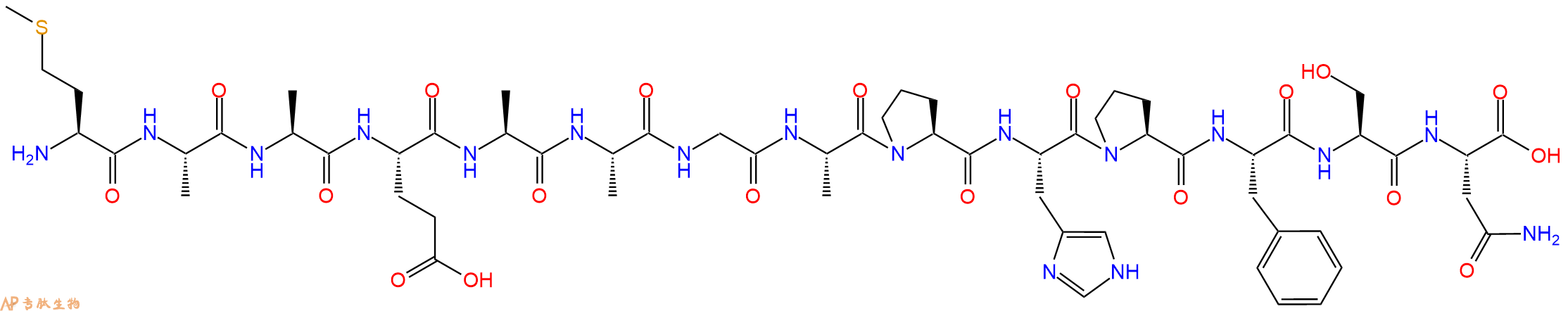 专肽生物产品H2N-Met-Ala-Ala-Glu-Ala-Ala-Gly-Ala-Pro-His-Pro-Phe-Ser-Asn-OH