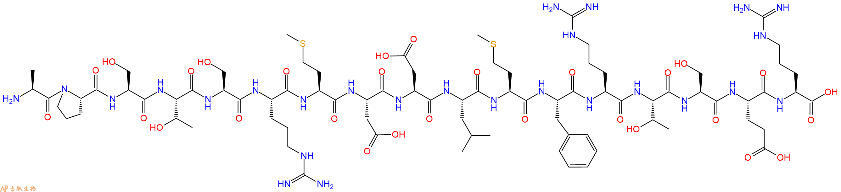 专肽生物产品H2N-Ala-Pro-Ser-Thr-Ser-Arg-Met-Asp-Asp-Leu-Met-Phe-Arg-Thr-Ser-Glu-Arg-OH