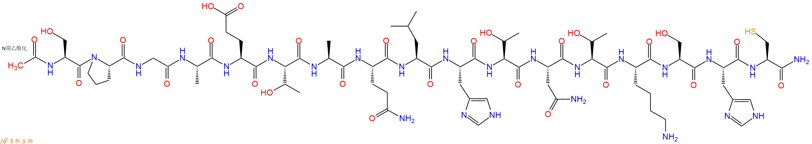 专肽生物产品Ac-Ser-Pro-Gly-Ala-Glu-Thr-Ala-Gln-Leu-His-Thr-Asn-Thr-Lys-Ser-His-Cys-CONH2