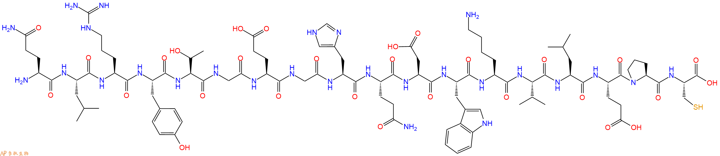 专肽生物产品H2N-Gln-Leu-Arg-Tyr-Thr-Gly-Glu-Gly-His-Gln-Asp-Trp-Lys-Val-Leu-Glu-Pro-Cys-OH