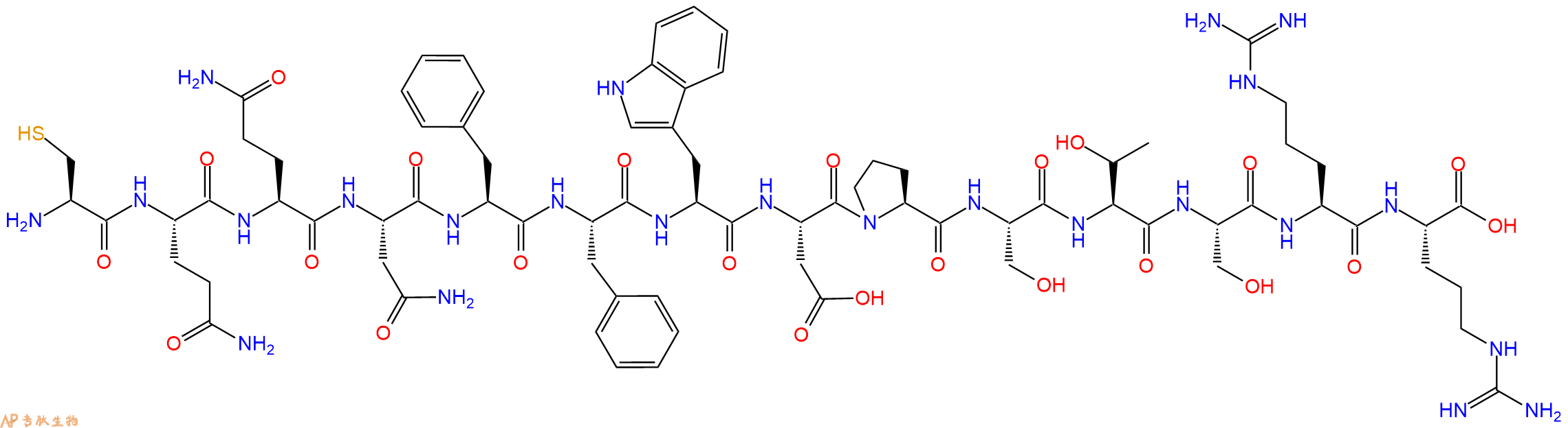 专肽生物产品H2N-Cys-Gln-Gln-Asn-Phe-Phe-Trp-Asp-Pro-Ser-Thr-Ser-Arg-Arg-OH