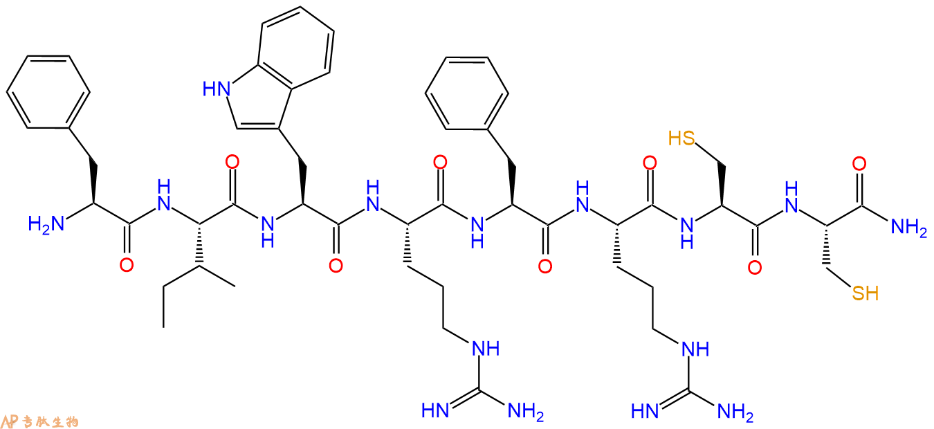 专肽生物产品H2N-Phe-Ile-Trp-Arg-Phe-Arg-Cys-Cys-CONH2