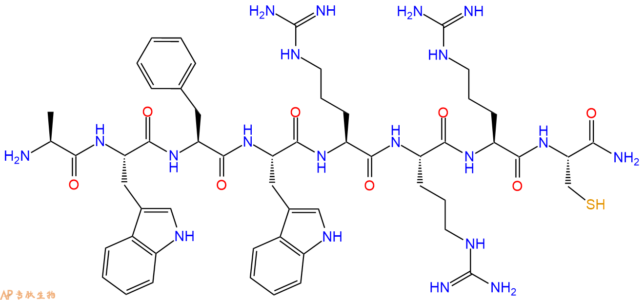 专肽生物产品H2N-Ala-Trp-Phe-Trp-Arg-Arg-Arg-Cys-CONH2