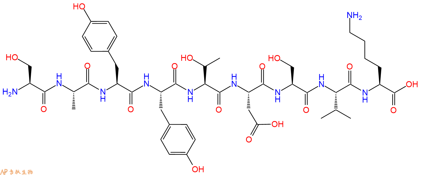 专肽生物产品H2N-Ser-Ala-Tyr-Tyr-Thr-Asp-Ser-Val-Lys-OH