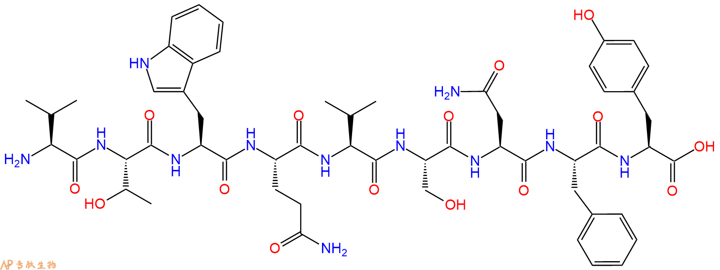 专肽生物产品H2N-Val-Thr-Trp-Gln-Val-Ser-Asn-Phe-Tyr-OH