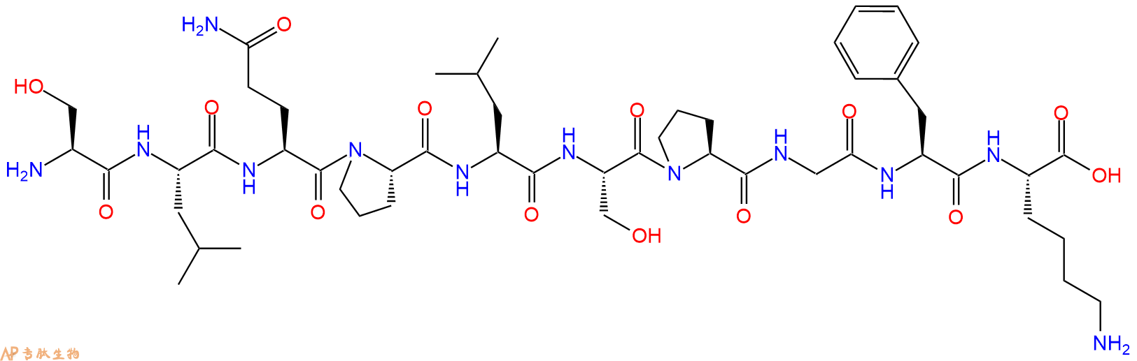 专肽生物产品H2N-Ser-Leu-Gln-Pro-Leu-Ser-Pro-Gly-Phe-Lys-OH
