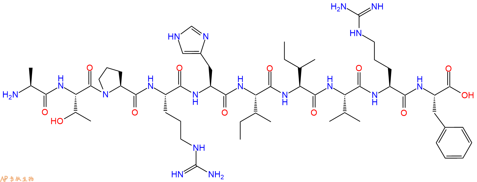 专肽生物产品H2N-Ala-Thr-Pro-Arg-His-Ile-Ile-Val-Arg-Phe-OH