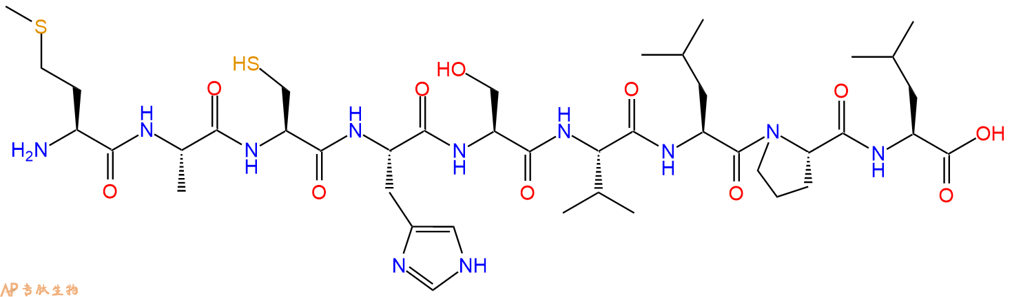 专肽生物产品H2N-Met-Ala-Cys-His-Ser-Val-Leu-Pro-Leu-OH