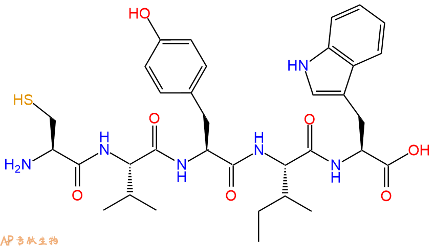 专肽生物产品H2N-Cys-Val-Tyr-Ile-Trp-OH