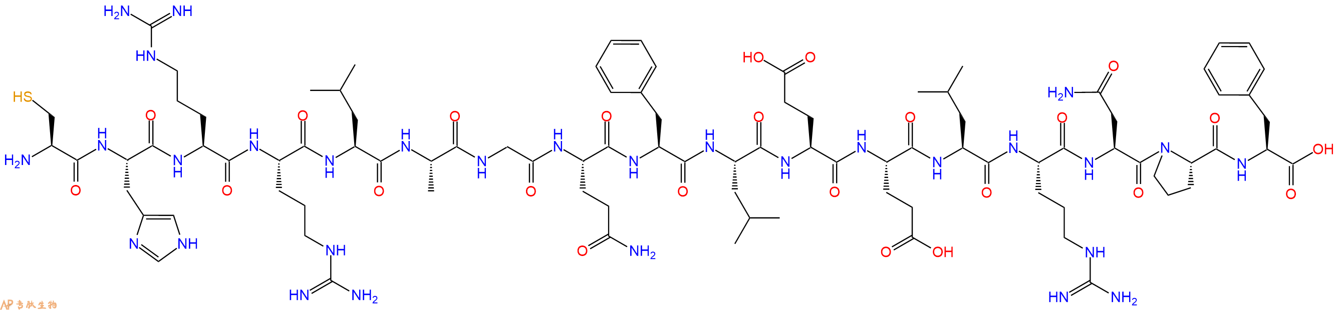 专肽生物产品H2N-Cys-His-Arg-Arg-Leu-Ala-Gly-Gln-Phe-Leu-Glu-Glu-Leu-Arg-Asn-Pro-Phe-OH
