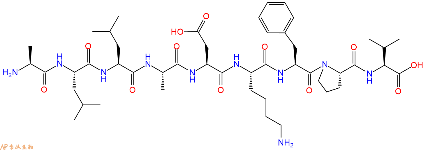 专肽生物产品H2N-Ala-Leu-Leu-Ala-Asp-Lys-Phe-Pro-Val-OH