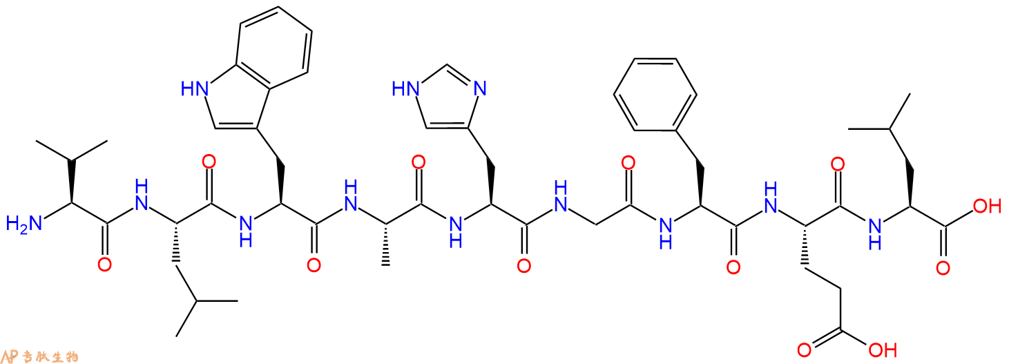 专肽生物产品H2N-Val-Leu-Trp-Ala-His-Gly-Phe-Glu-Leu-OH