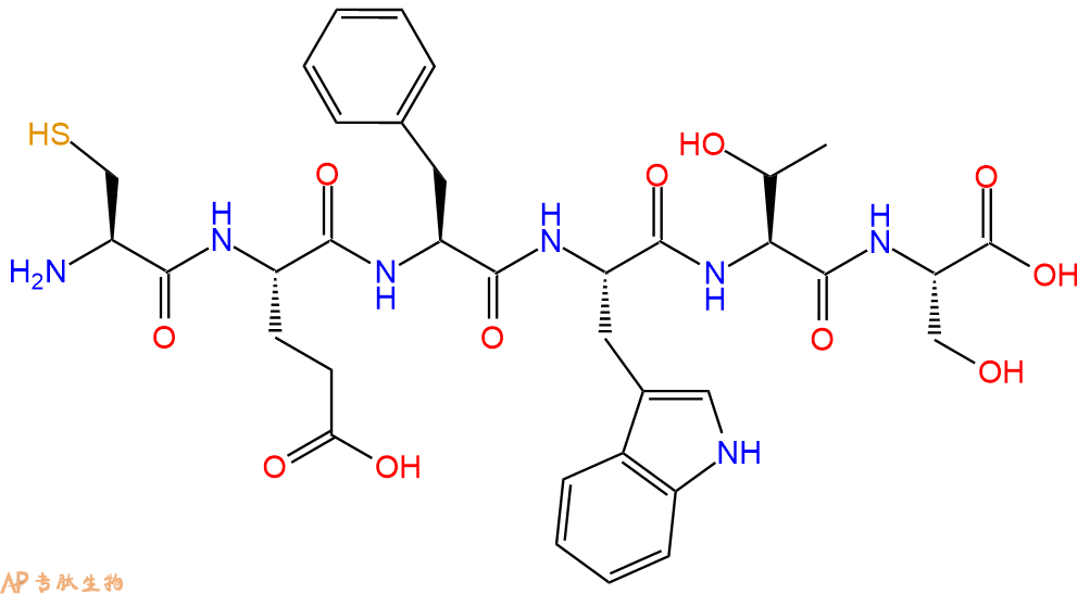 专肽生物产品H2N-Cys-Glu-Phe-Trp-Thr-Ser-OH