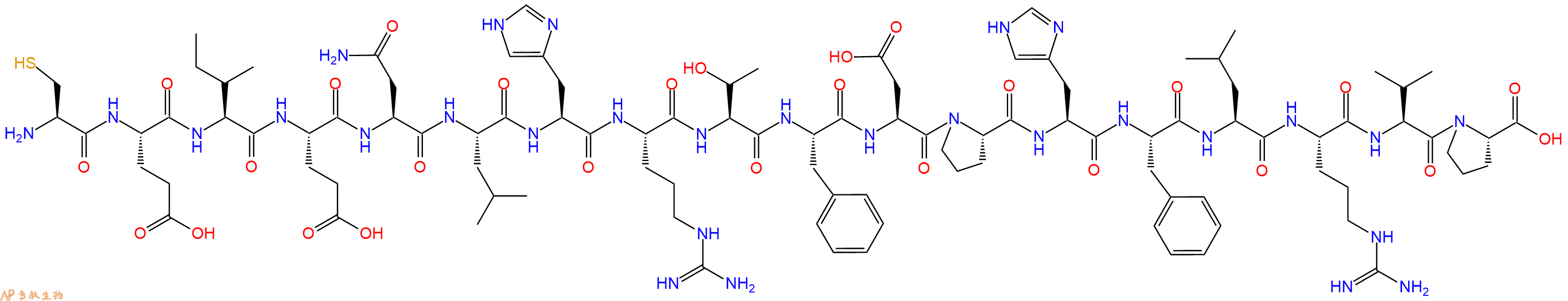 专肽生物产品H2N-Cys-Glu-Ile-Glu-Asn-Leu-His-Arg-Thr-Phe-Asp-Pro-His-Phe-Leu-Arg-Val-Pro-OH
