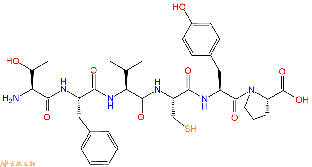 专肽生物产品H2N-Thr-Phe-Val-Cys-Tyr-Pro-OH