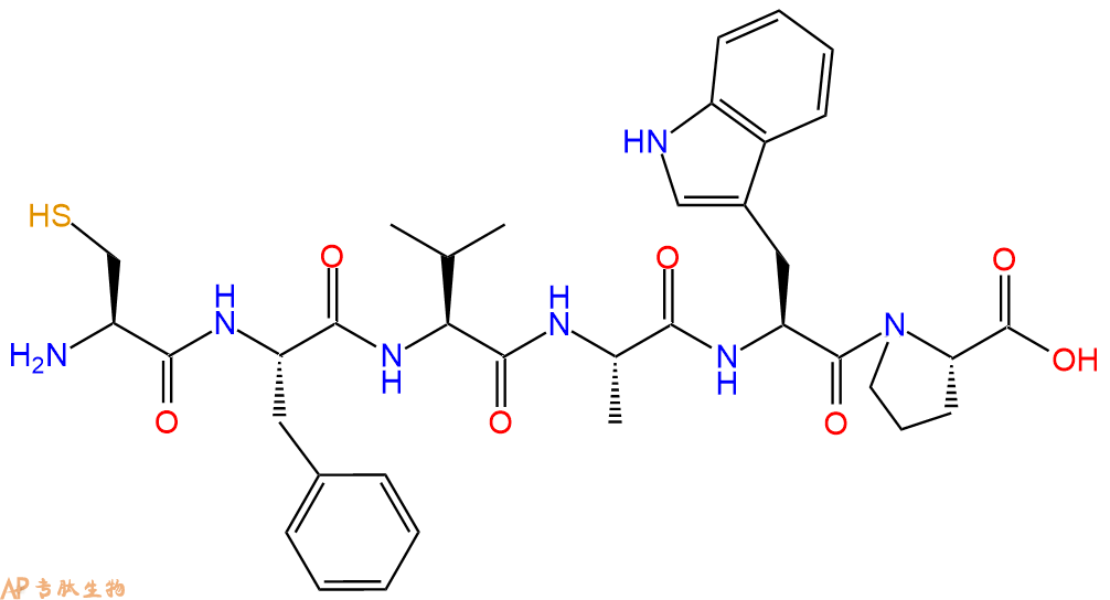 专肽生物产品H2N-Cys-Phe-Val-Ala-Trp-Pro-OH