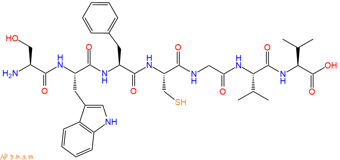 专肽生物产品H2N-Ser-Trp-Phe-Cys-Gly-Val-Val-OH