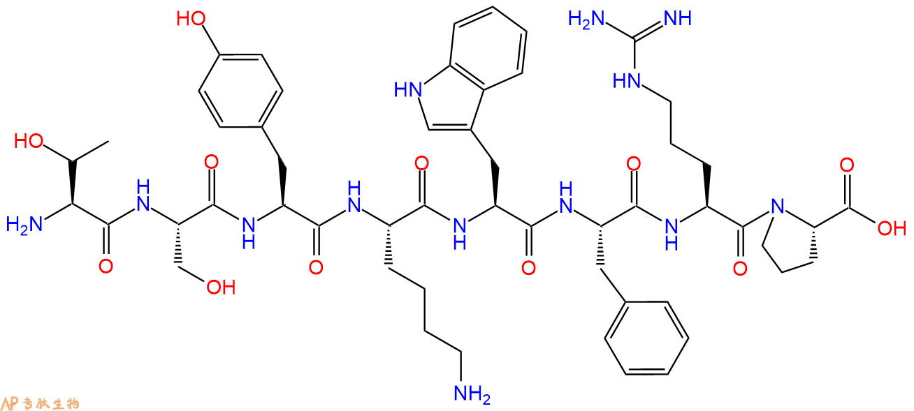 专肽生物产品H2N-Thr-Ser-Tyr-Lys-Trp-Phe-Arg-Pro-OH