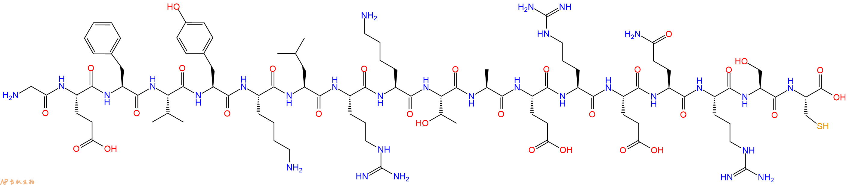 专肽生物产品H2N-Gly-Glu-Phe-Val-Tyr-Lys-Leu-Arg-Lys-Thr-Ala-Glu-Arg-Glu-Gln-Arg-Ser-Cys-OH