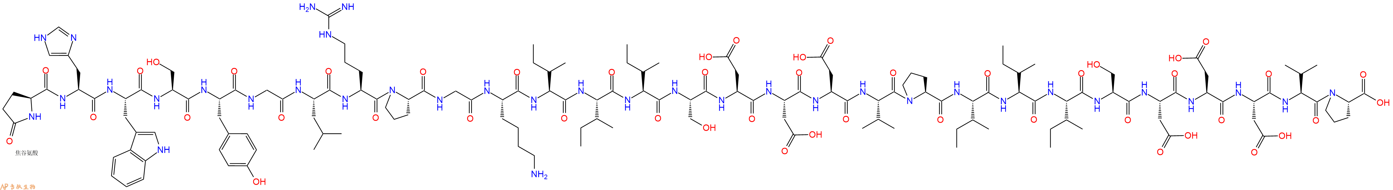 专肽生物产品Pyr-His-Trp-Ser-Tyr-Gly-Leu-Arg-Pro-Gly-Lys-Ile-Ile-Ile-Ser-Asp-Asp-Asp-Val-Pro-Ile-Ile-Ile-Ser-Asp-Asp-Asp-Val-Pro-OH
