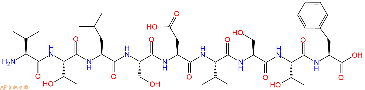 专肽生物产品H2N-Val-Thr-Leu-Ser-Asp-Val-Ser-Thr-Phe-OH