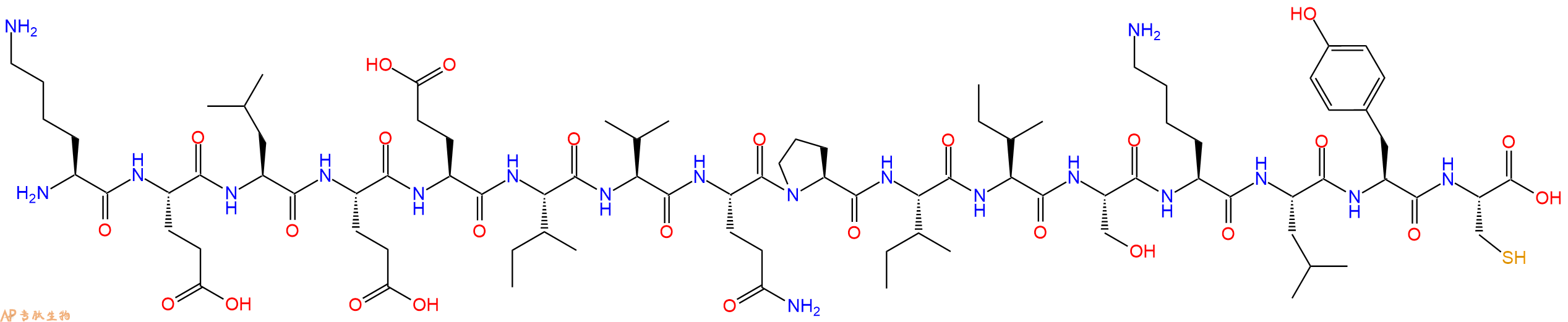 专肽生物产品H2N-Lys-Glu-Leu-Glu-Glu-Ile-Val-Gln-Pro-Ile-Ile-Ser-Lys-Leu-Tyr-Cys-OH