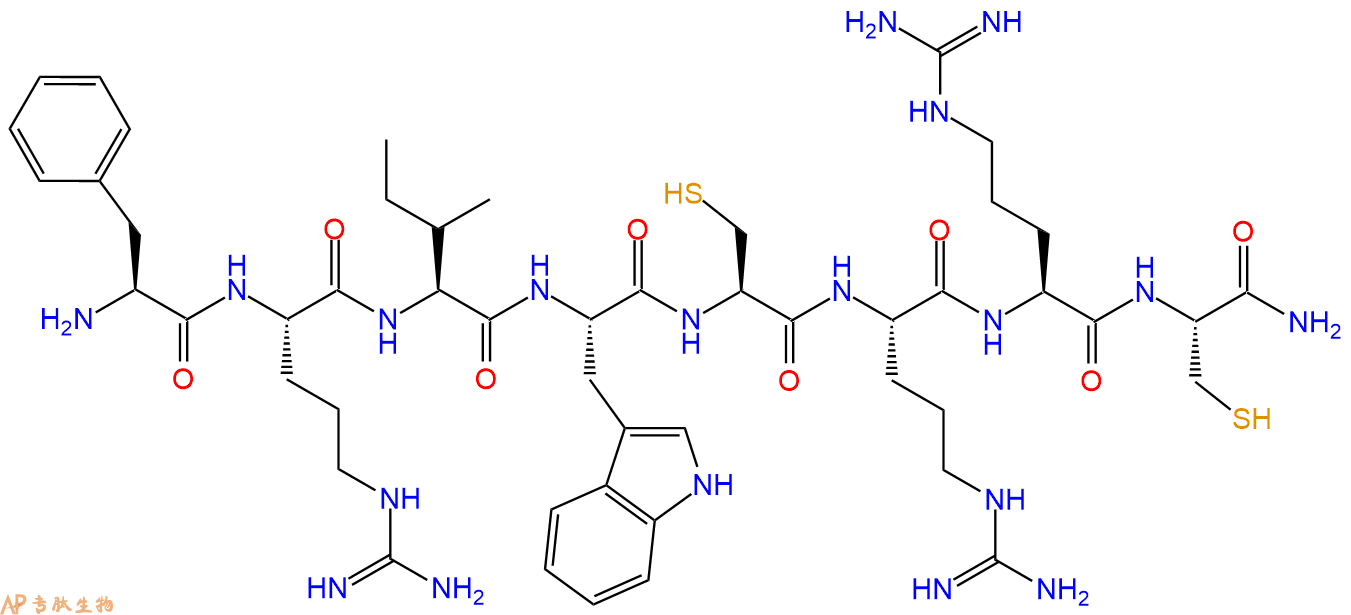 专肽生物产品H2N-Phe-Arg-Ile-Trp-Cys-Arg-Arg-Cys-CONH2