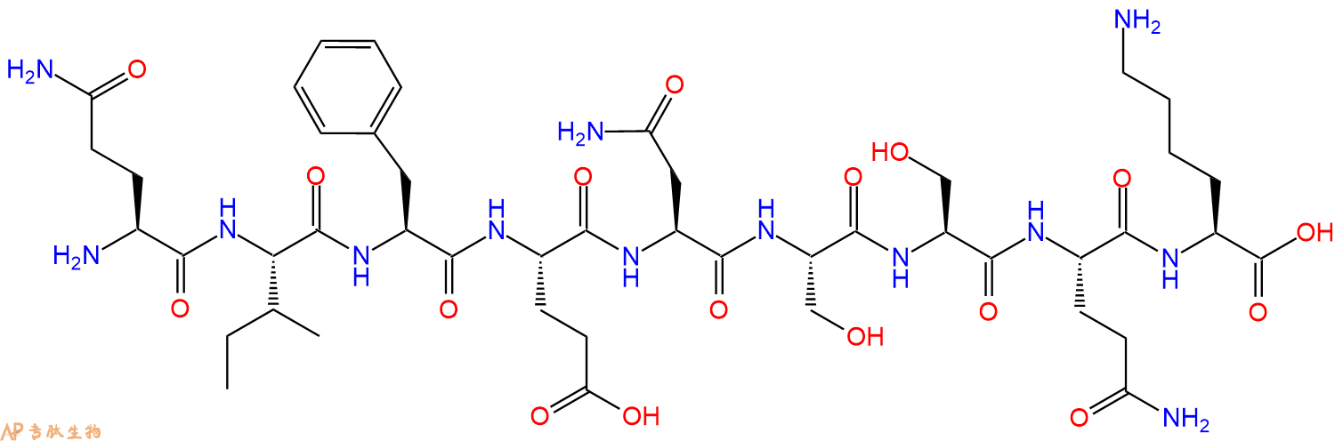 专肽生物产品H2N-Gln-Ile-Phe-Glu-Asn-Ser-Ser-Gln-Lys-OH