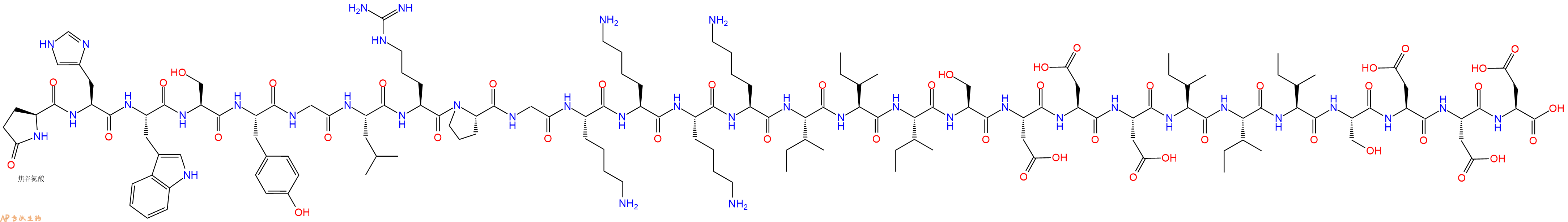 专肽生物产品Pyr-His-Trp-Ser-Tyr-Gly-Leu-Arg-Pro-Gly-Lys-Lys-Lys-Lys-Ile-Ile-Ile-Ser-Asp-Asp-Asp-Ile-Ile-Ile-Ser-Asp-Asp-Asp-OH
