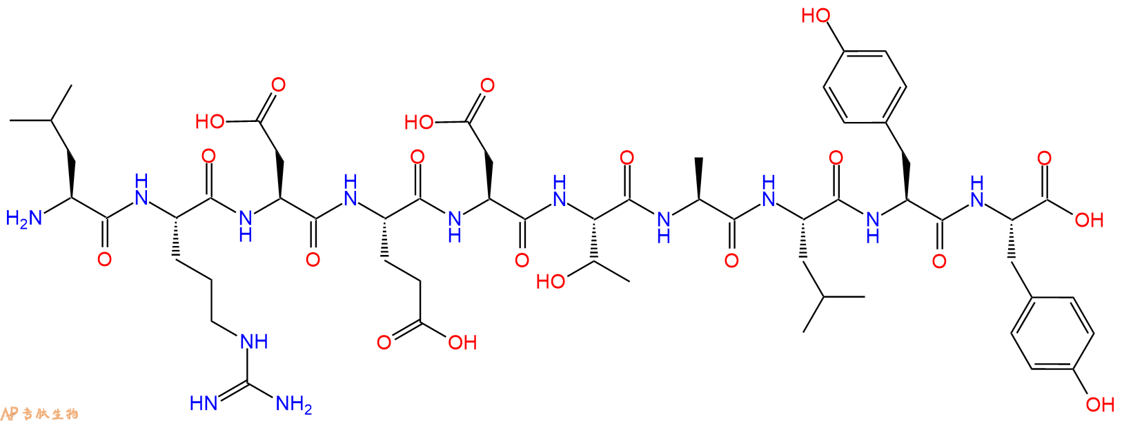专肽生物产品H2N-Leu-Arg-Asp-Glu-Asp-Thr-Ala-Leu-Tyr-Tyr-OH