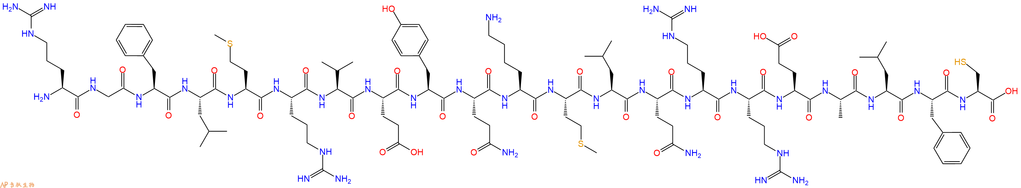 专肽生物产品H2N-Arg-Gly-Phe-Leu-Met-Arg-Val-Glu-Tyr-Gln-Lys-Met-Leu-Gln-Arg-Arg-Glu-Ala-Leu-Phe-Cys-OH