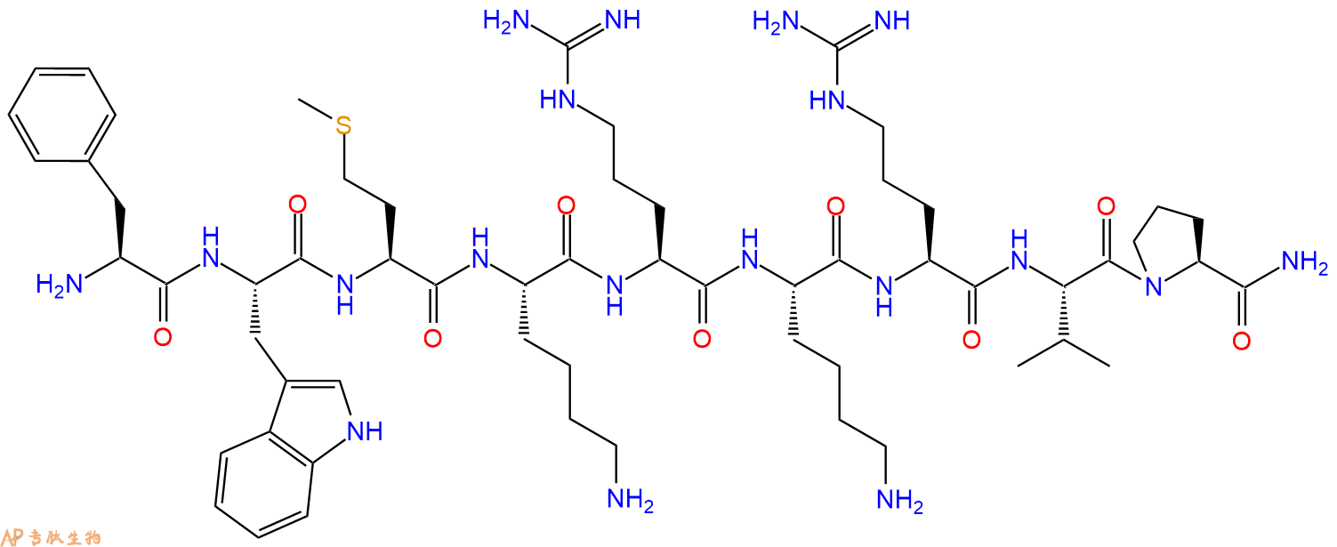 专肽生物产品H2N-Phe-Trp-Met-Lys-Arg-Lys-Arg-Val-Pro-CONH2