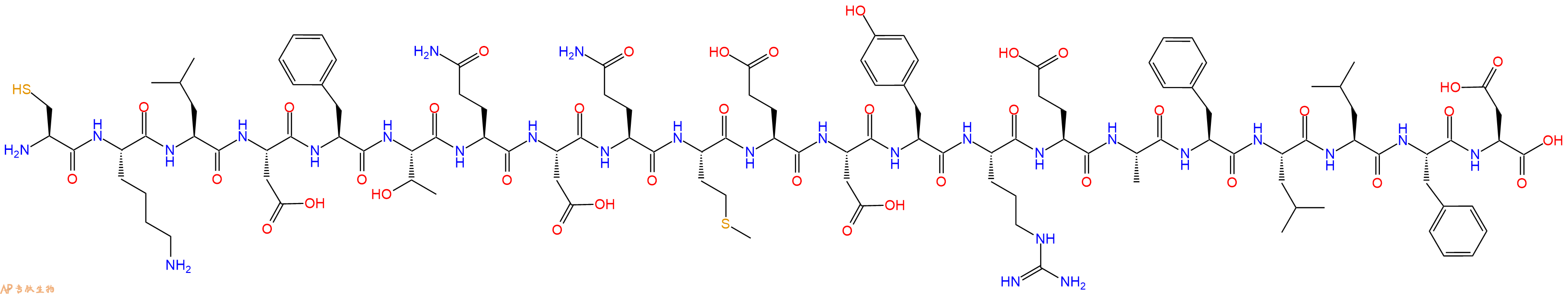 专肽生物产品H2N-Cys-Lys-Leu-Asp-Phe-Thr-Gln-Asp-Gln-Met-Glu-Asp-Tyr-Arg-Glu-Ala-Phe-Leu-Leu-Phe-Asp-OH