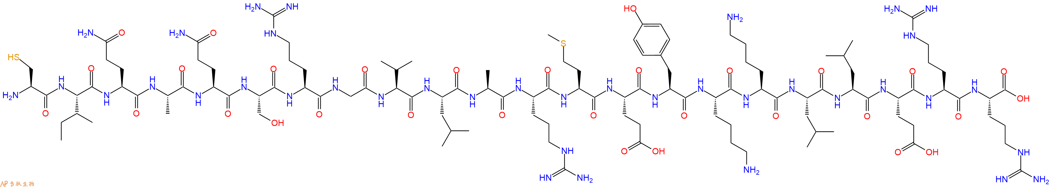 专肽生物产品H2N-Cys-Ile-Gln-Ala-Gln-Ser-Arg-Gly-Val-Leu-Ala-Arg-Met-Glu-Tyr-Lys-Lys-Leu-Leu-Glu-Arg-Arg-OH